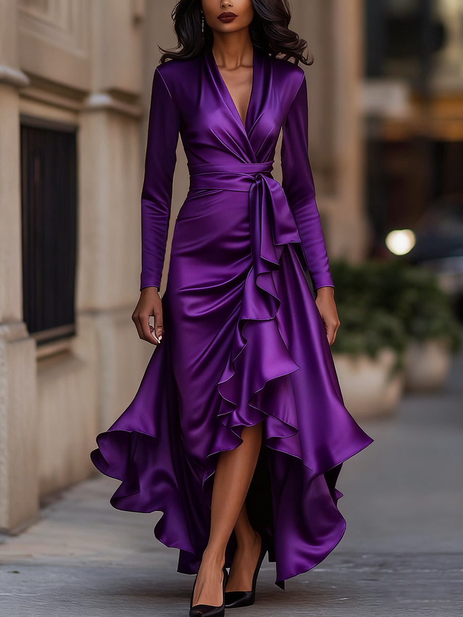 Anna-Berg | Midnight Blue Draped Satin Dress