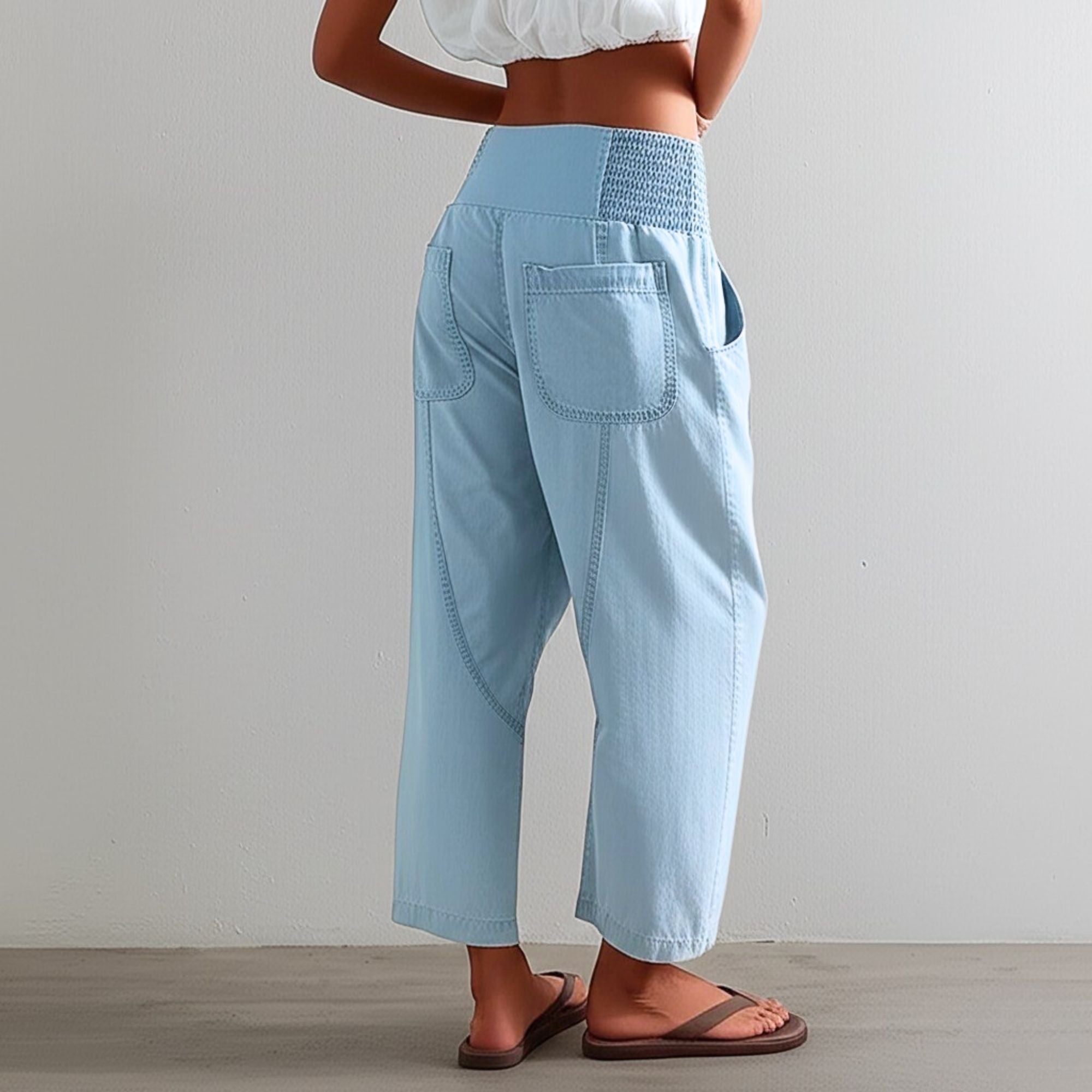 Anna-Berg | Black Wide-Leg Relaxed-Fit Cotton Pant