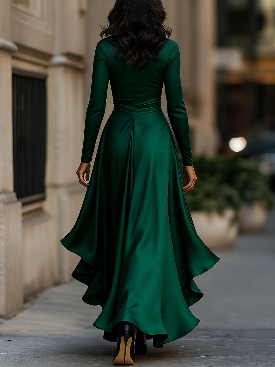 Anna-Berg | Midnight Blue Draped Satin Dress