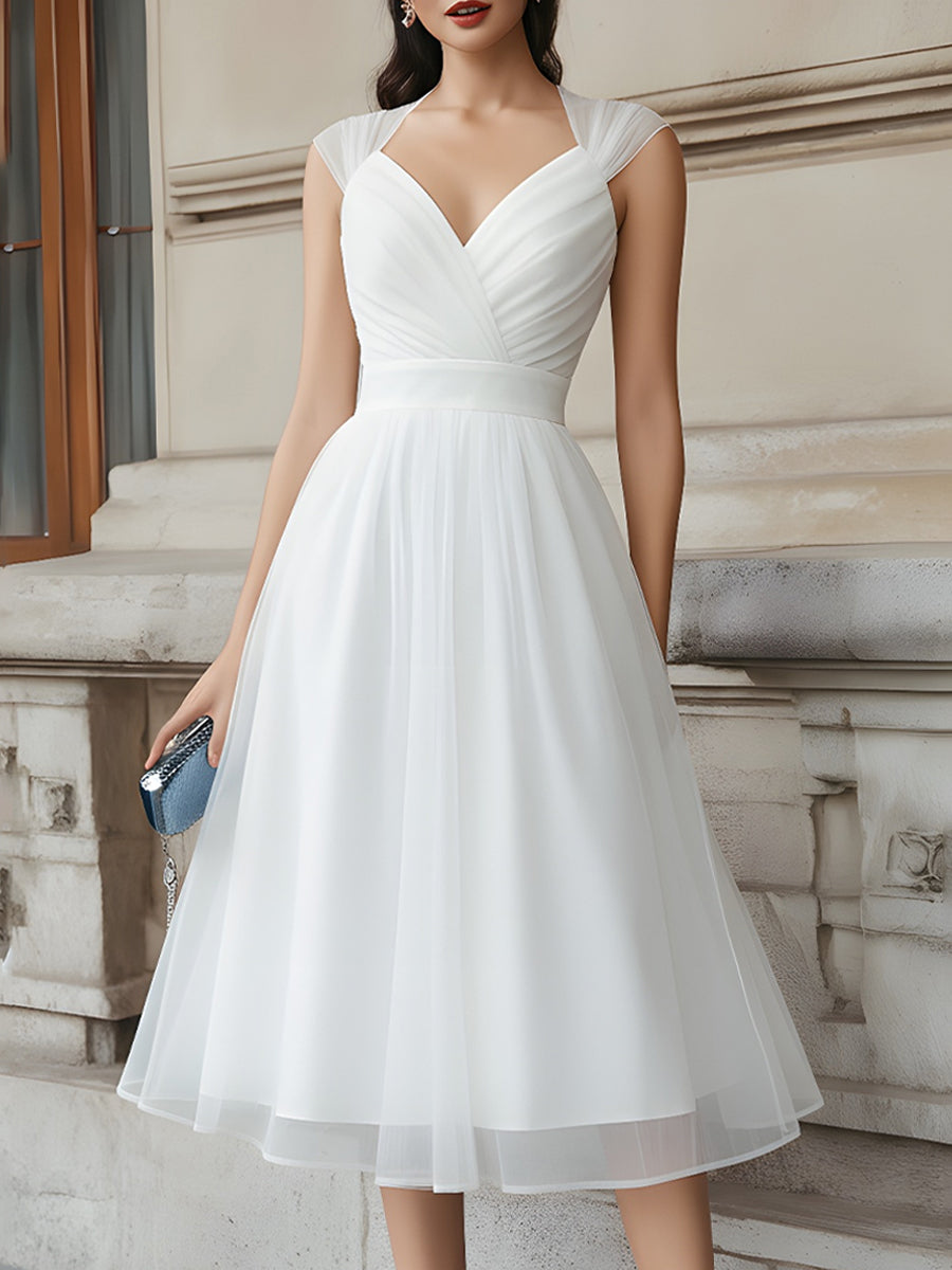 Anna-Berg | V-Neck Pleated Dress