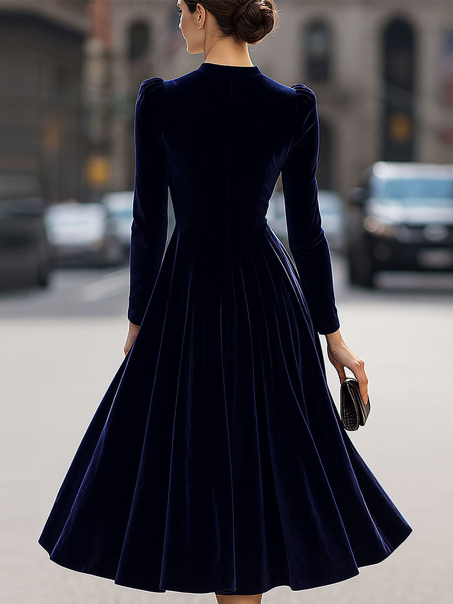 Anna-Berg | Luxurious Velvet Long-Sleeve Midi Dress