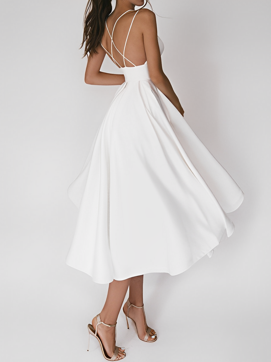 Anna-Berg | Elegant Strappy Back Midi Dress in a Flattering Cut