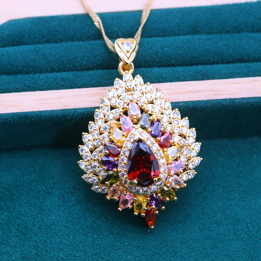 Elegant Multicolored Cubic Zirconia Pendant Necklace