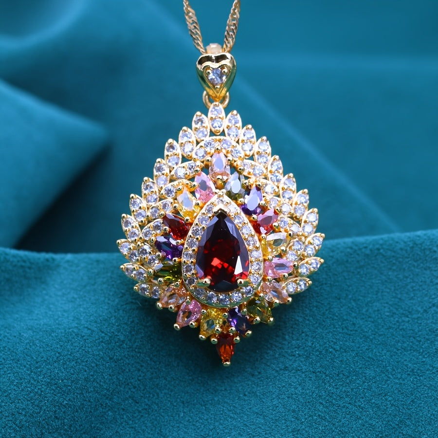 Elegant Multicolored Cubic Zirconia Pendant Necklace