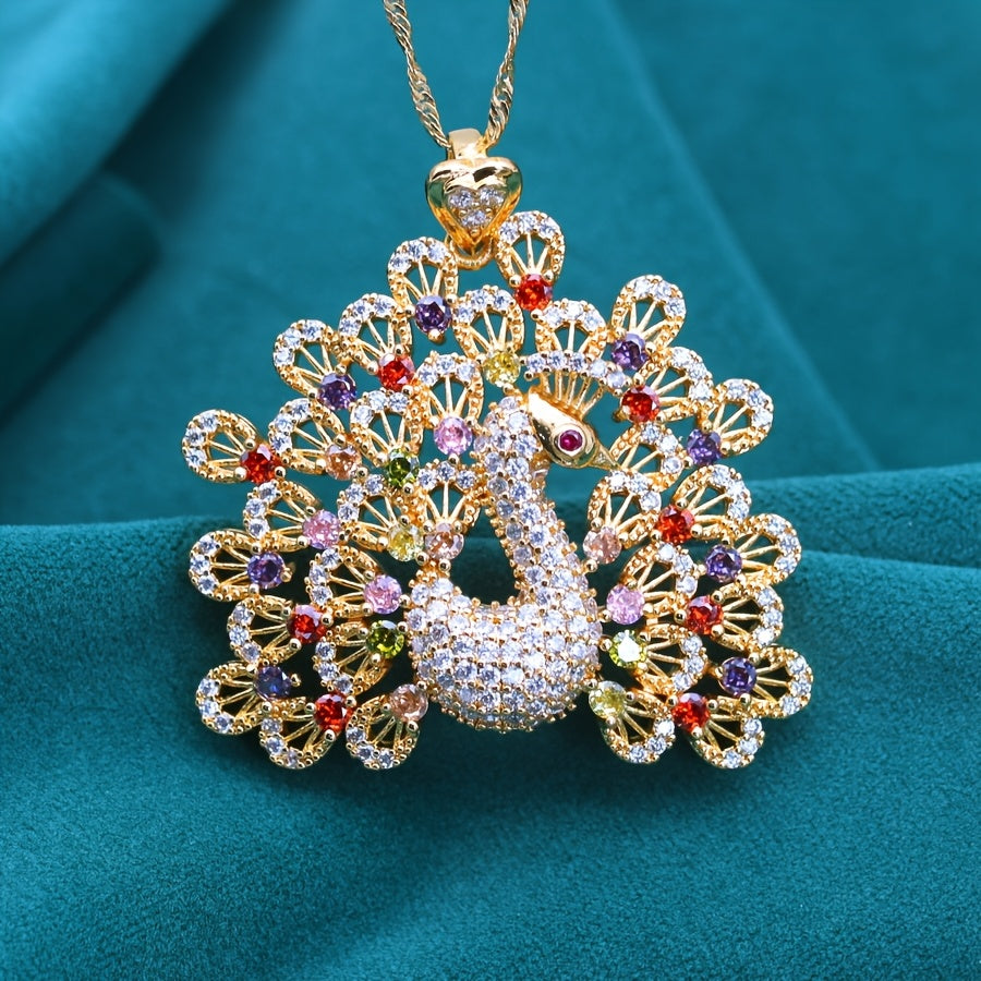 Luxurious Peacock-Inspired PeaRooster Hanging Necklace