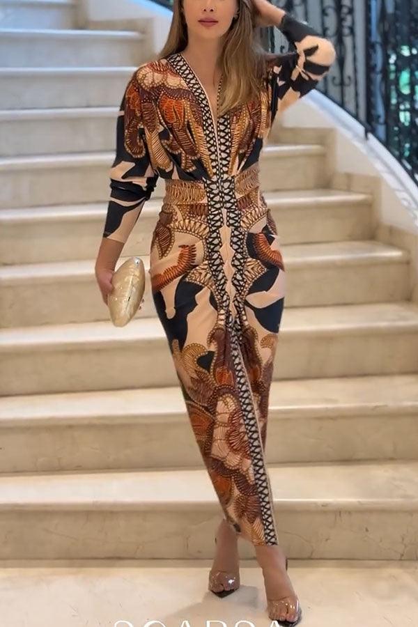 Anna-Berg | Effortless Unique Print Dolman Midi Dress