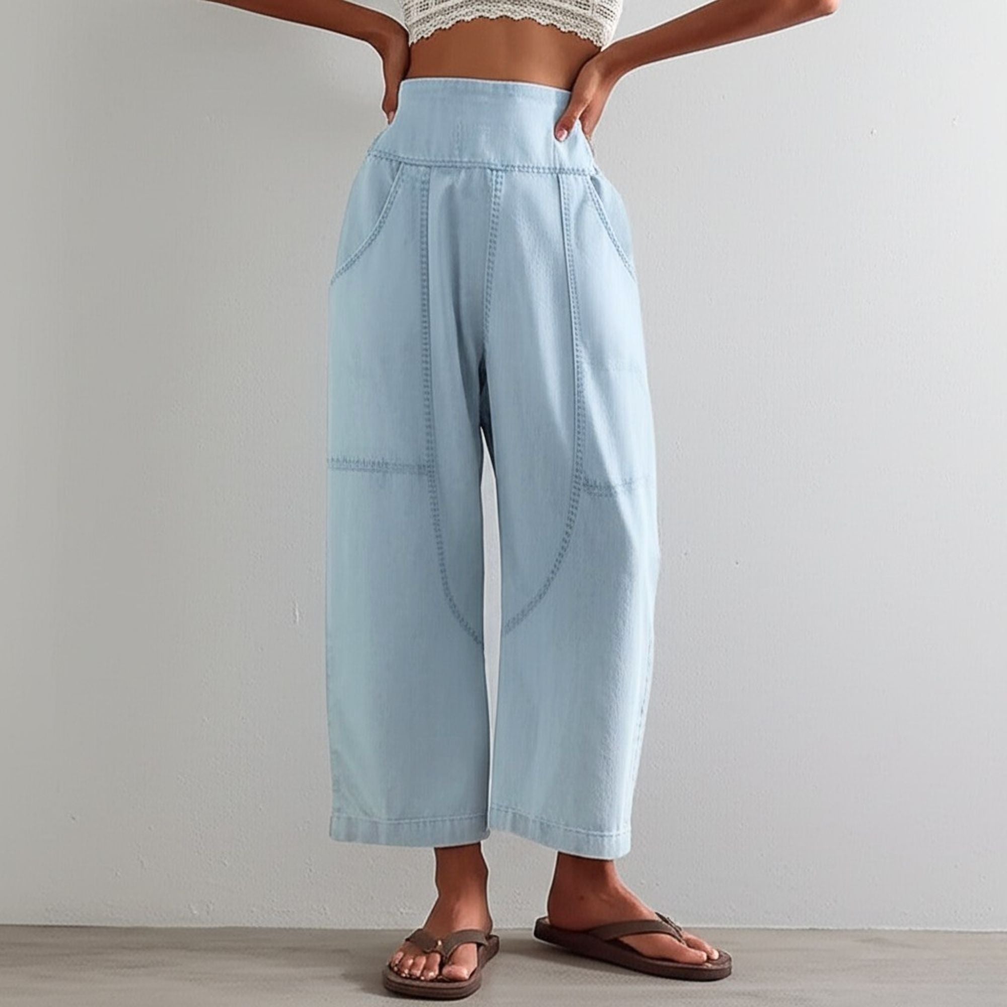 Anna-Berg | Black Wide-Leg Relaxed-Fit Cotton Pant
