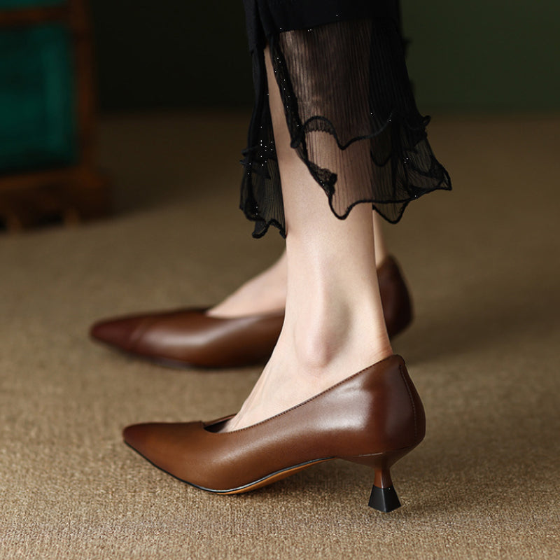 Anna-Berg | Elegant Pointed Toe Leather Heels