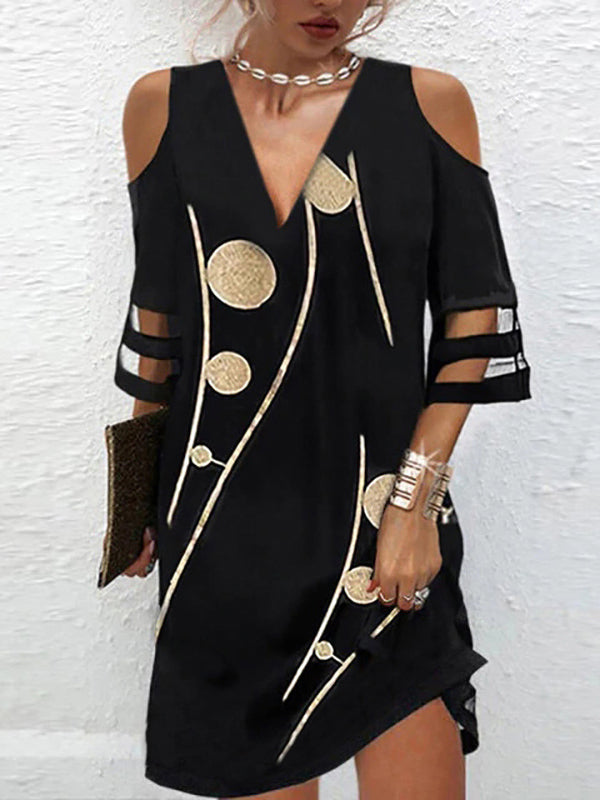 Anna-Berg | Half Sleeves Loose Hollow Mesh Dress