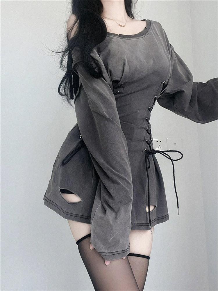 Anna-Berg | Acubi Smoke Lace Up Dress
