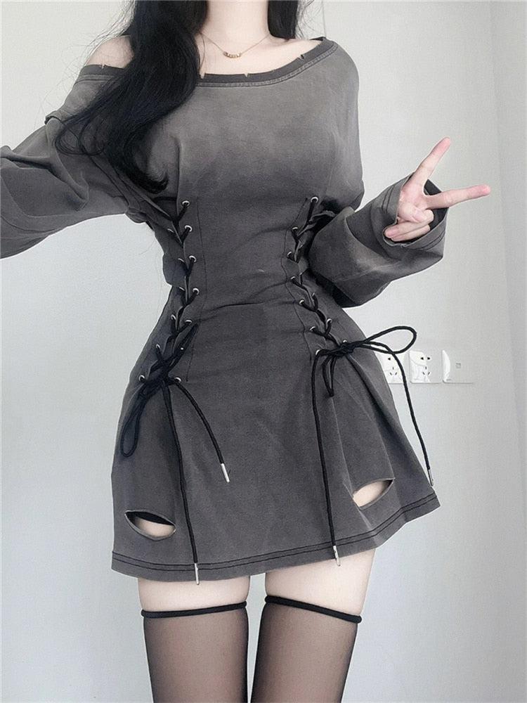 Anna-Berg | Acubi Smoke Lace Up Dress