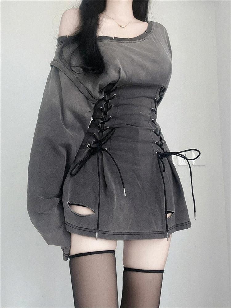 Anna-Berg | Acubi Smoke Lace Up Dress