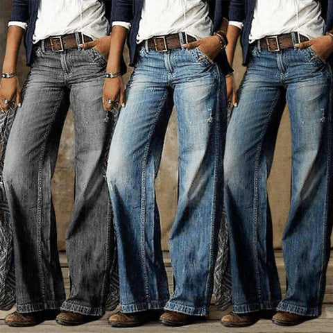 Anna-Berg | Timeless High Waist Wide Leg Jeans Retro Flare Denim