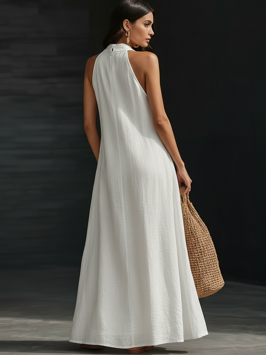 Anna-Berg | Halter Flowy A-Line Silhouette Lightweight Dress