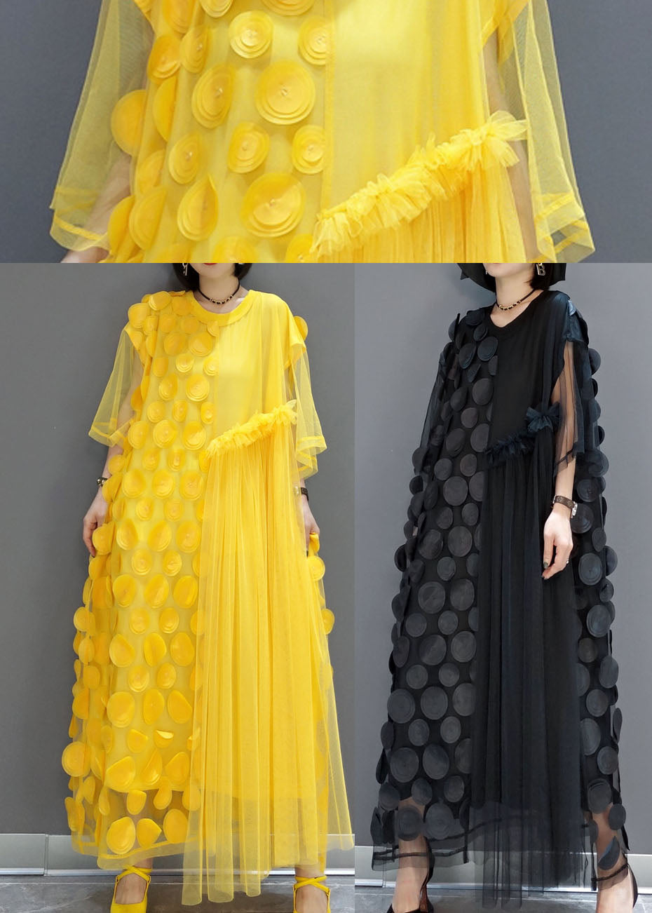 Anna-Berg | Black Tulle Party O-Neck Asymmetrical Dress