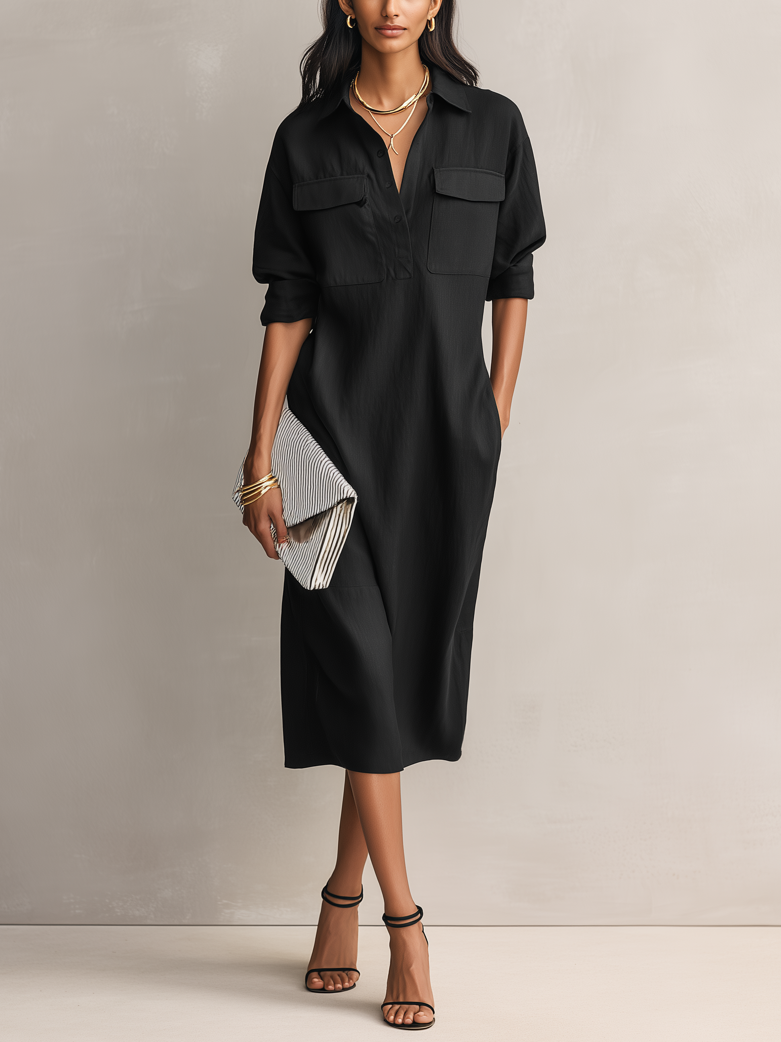 Anna-Berg | Black Linen Evening Dress