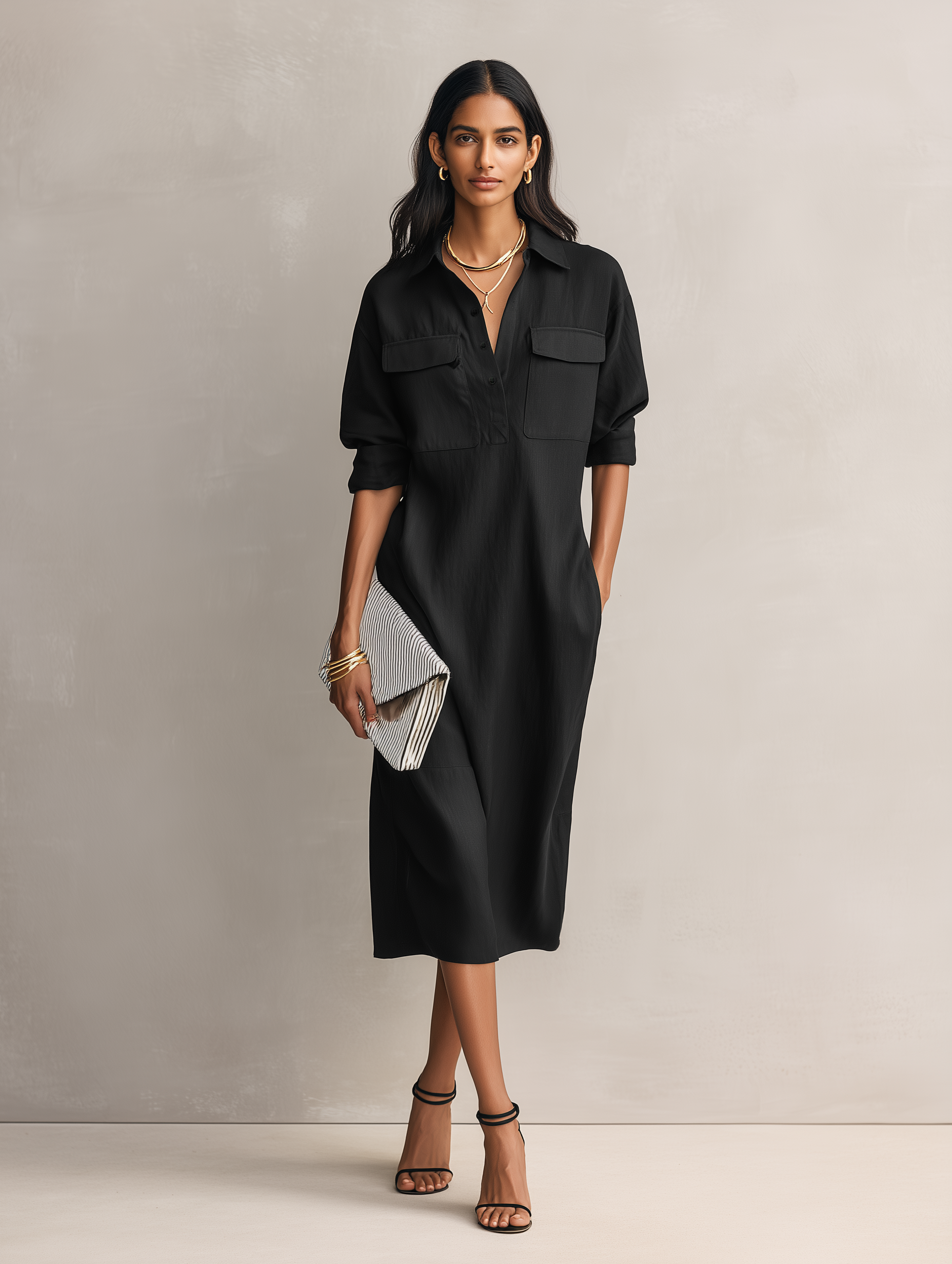 Anna-Berg | Black Linen Evening Dress