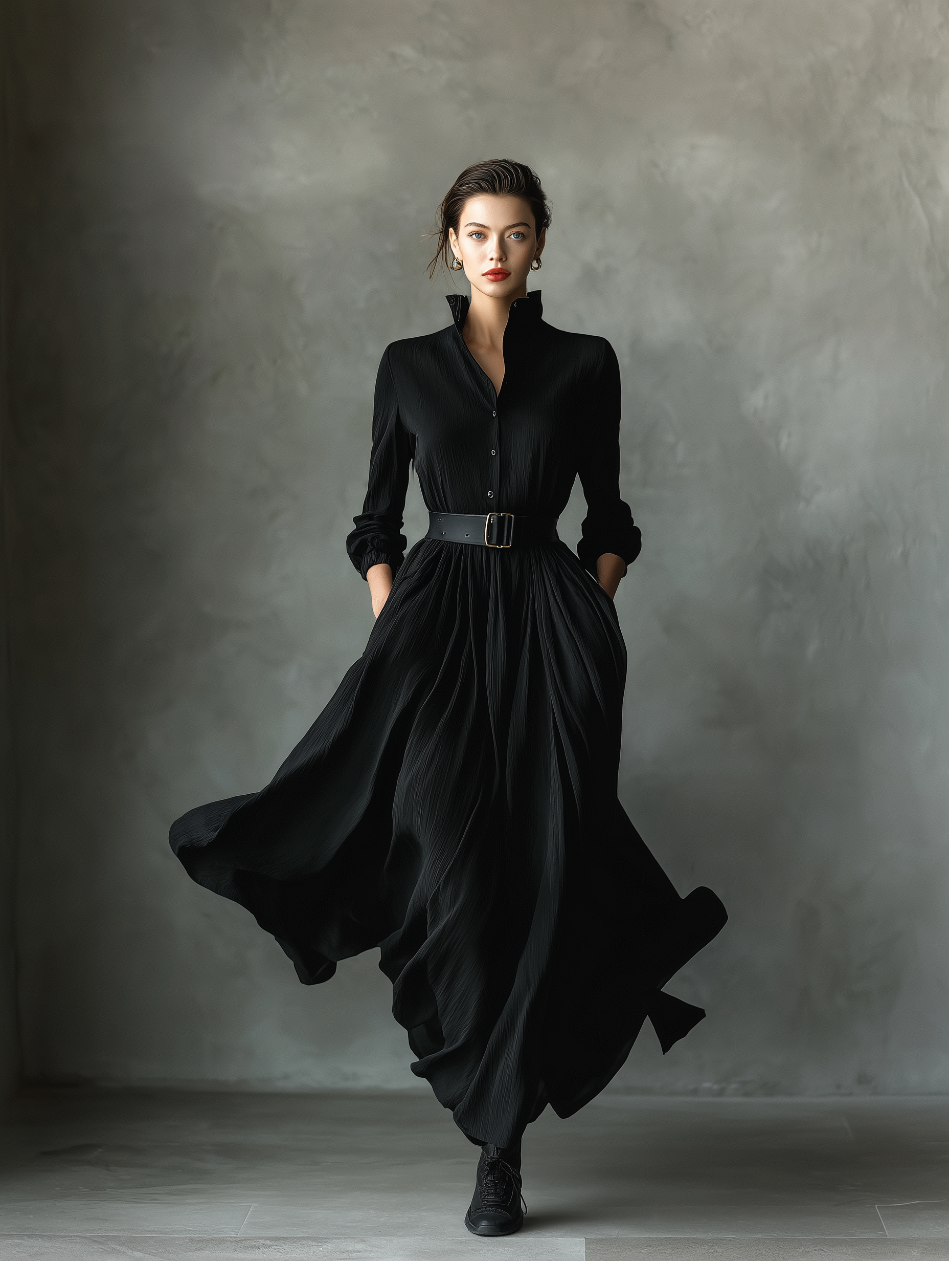 Anna-Berg | Black Pleated Dress