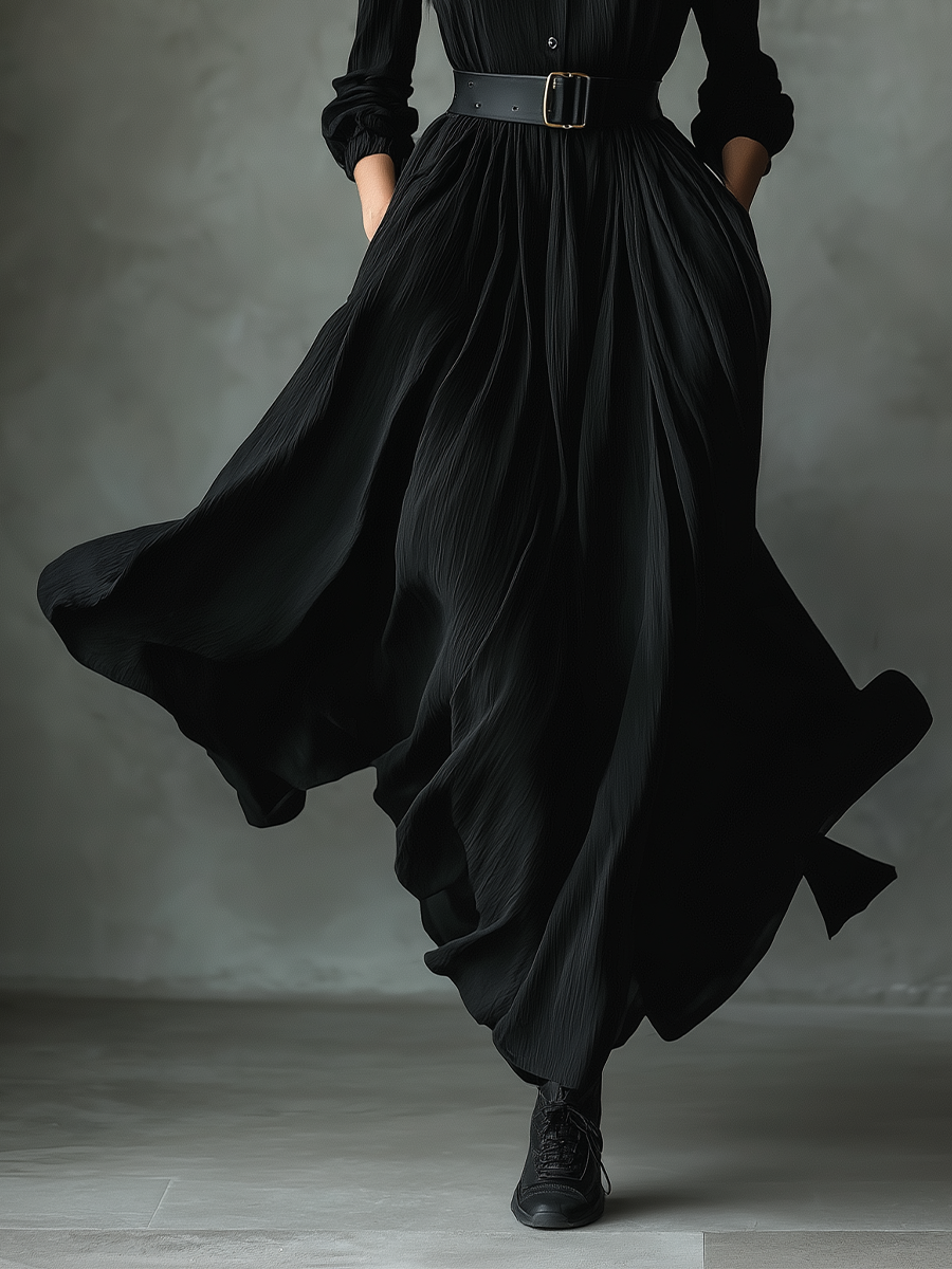 Anna-Berg | Black Pleated Dress