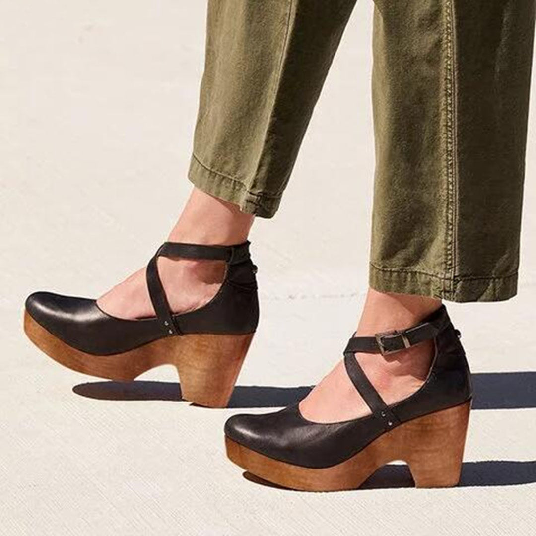 Anna-Berg | Elegant Wedge Heels With Closed Toe & Ankle Strap