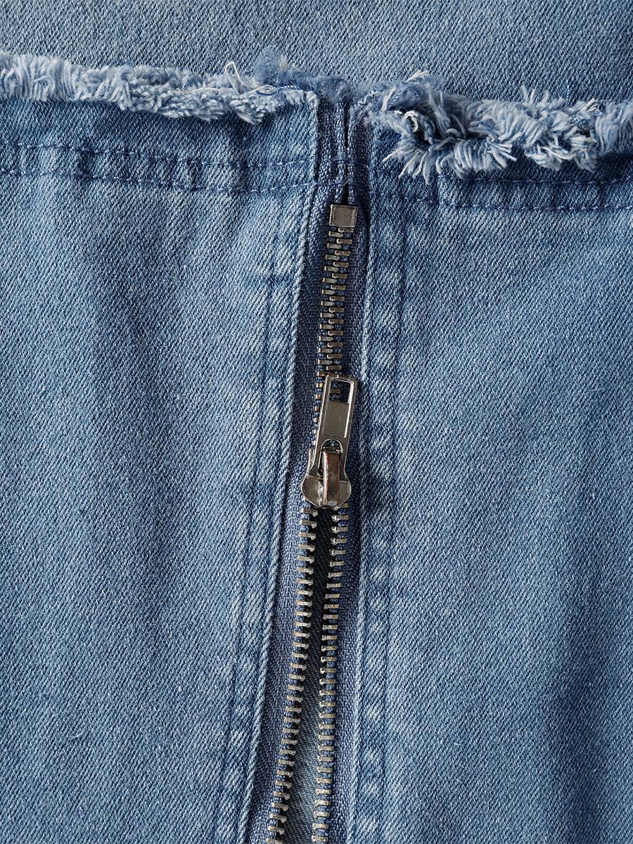 Anna-Berg | Blue Denim V-Neck Casual Dress