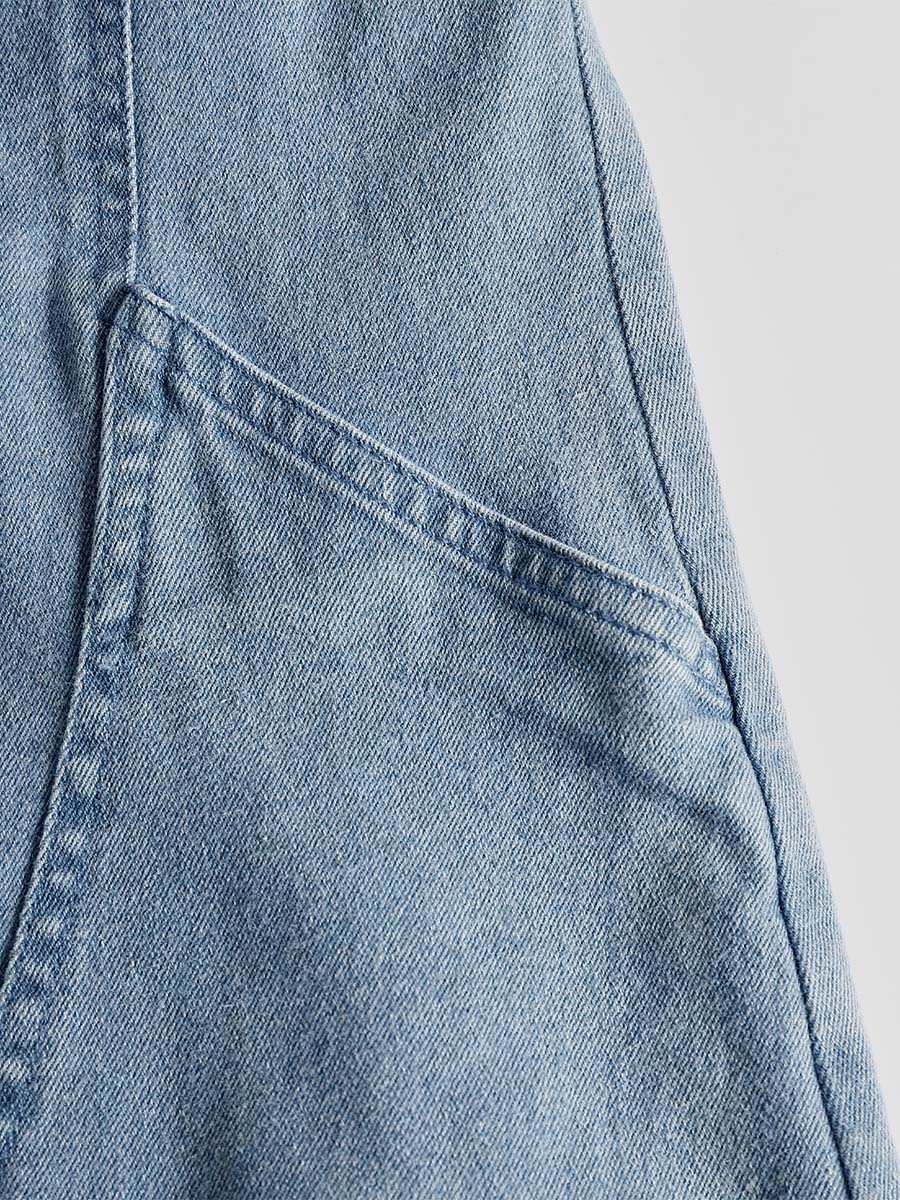 Anna-Berg | Blue Denim V-Neck Casual Dress