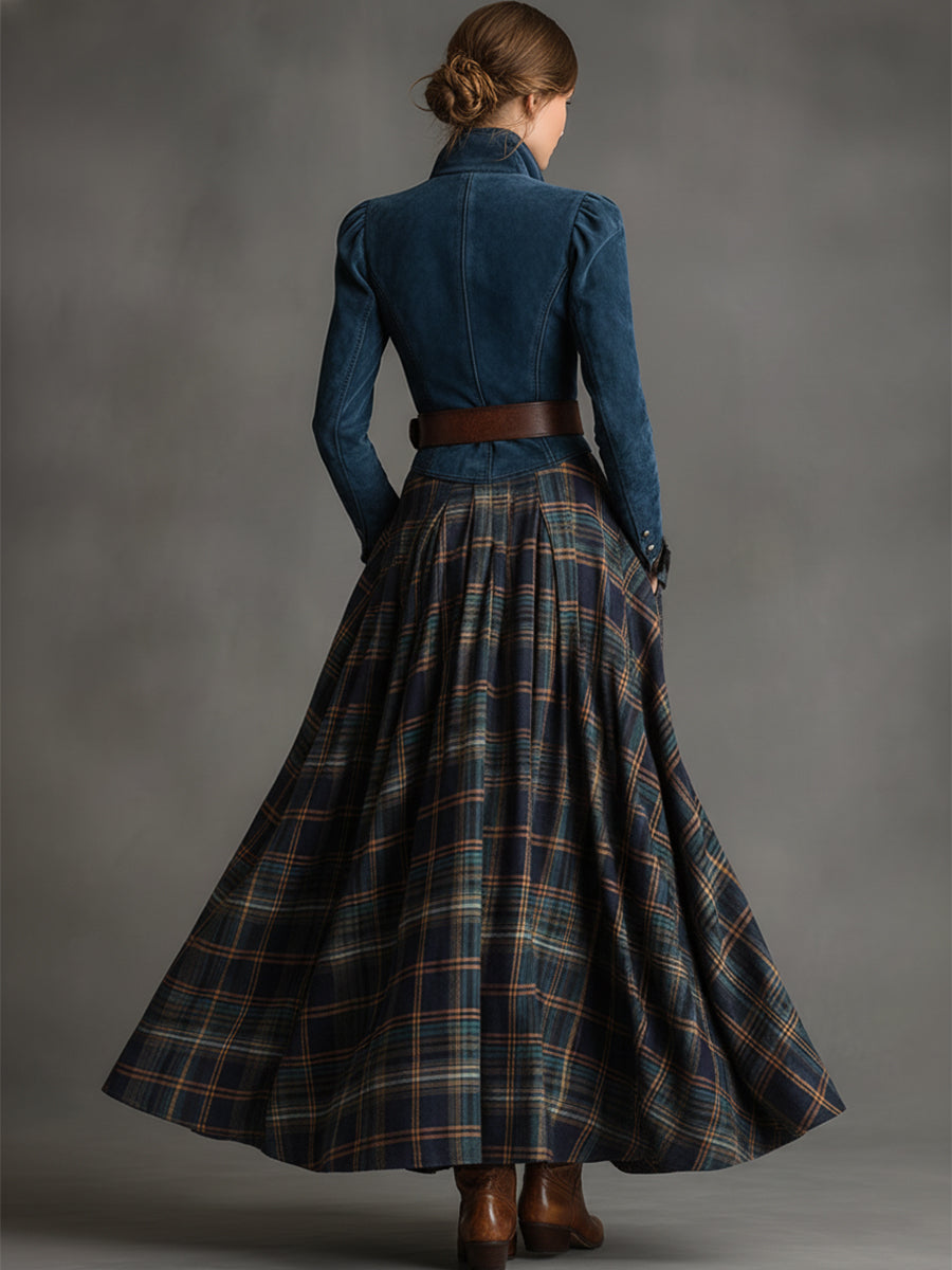 Anna-Berg | Blue Faux Suede Casual Dress