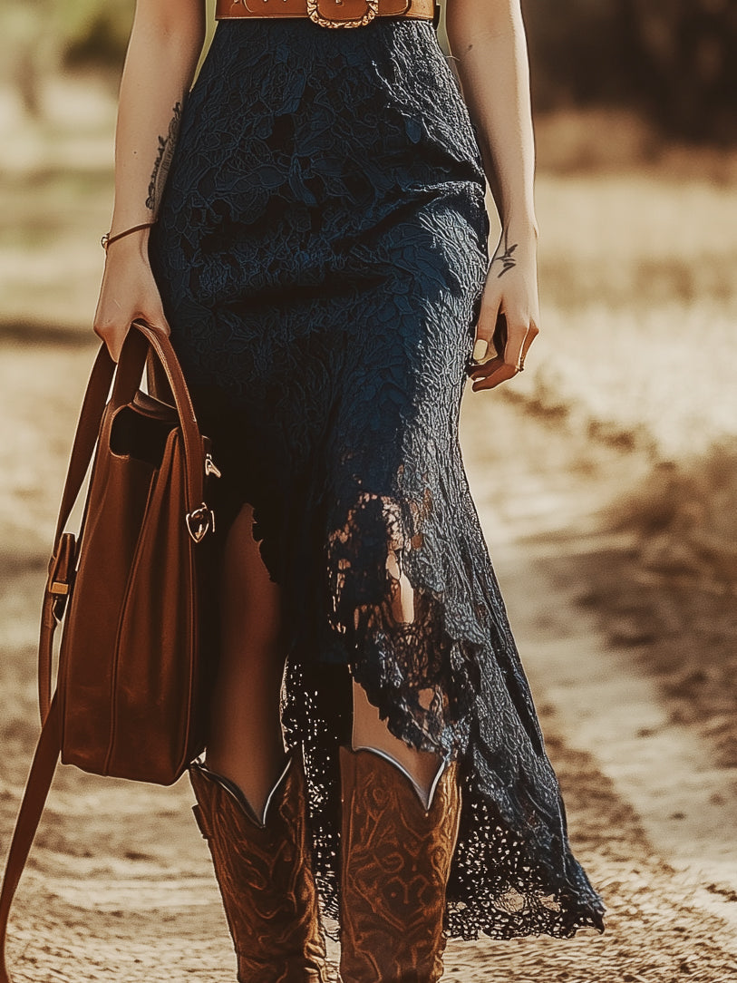 Anna-Berg | Blue Lace Sleeveless Casual Dress