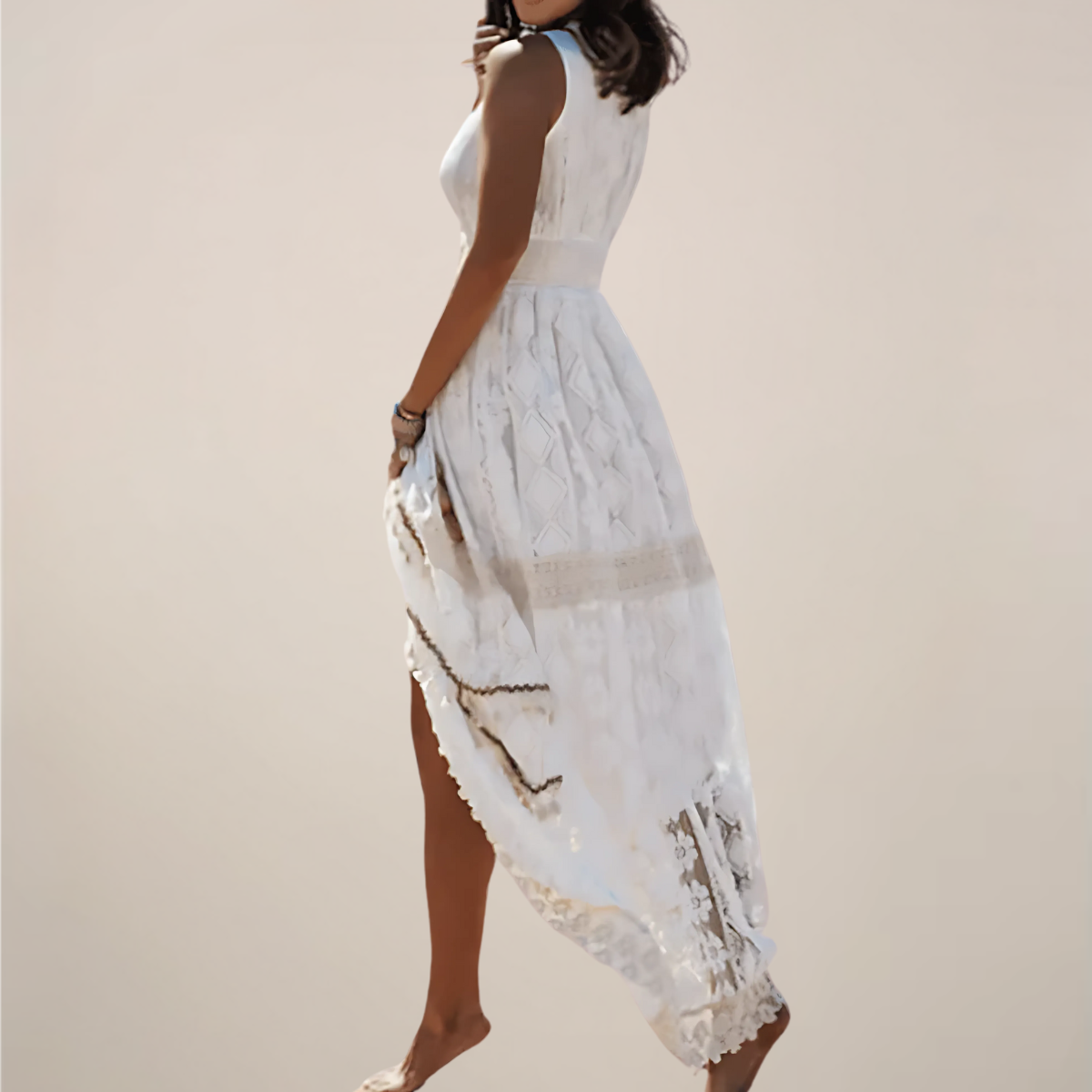 Anna-Berg | Maxi Dress – Empire Waist, V-Neck, Sleeveless