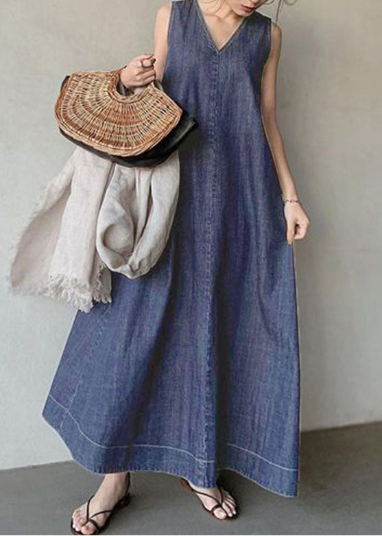 Anna-Berg | Bohemian Navy V Neck Cold Dress