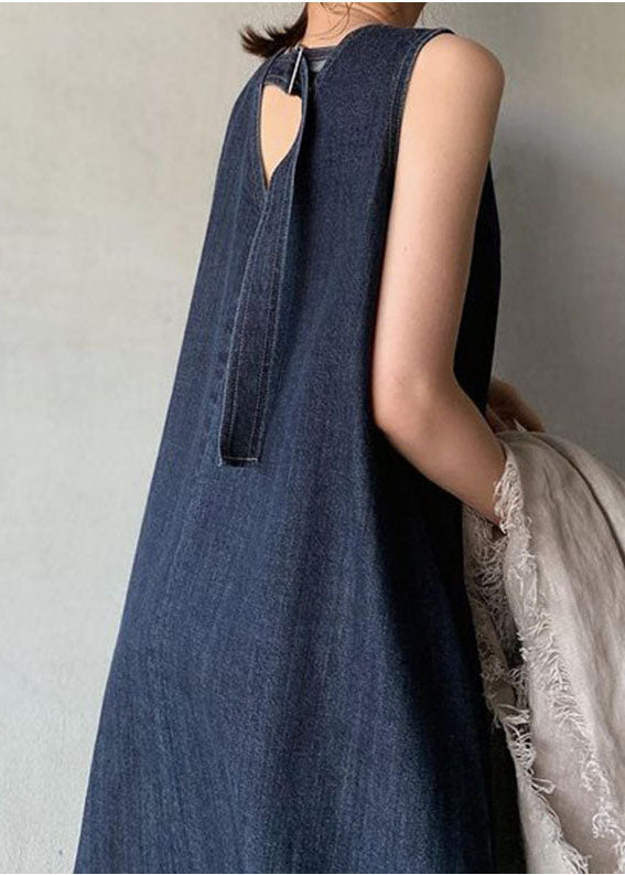 Anna-Berg | Bohemian Navy V Neck Cold Dress