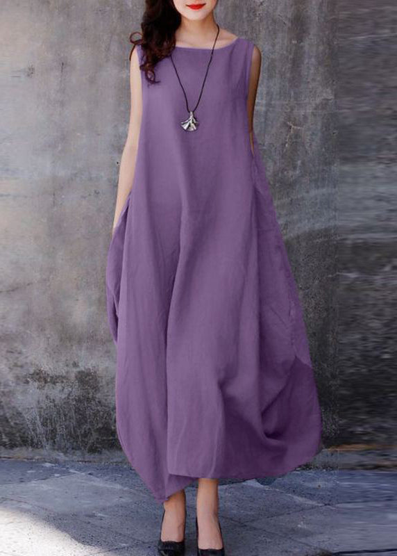 Anna-Berg | Bohemian Purple O-Neck Extra Large Dress