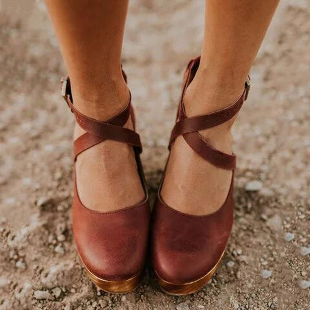 Anna-Berg | Elegant Wedge Heels With Closed Toe & Ankle Strap