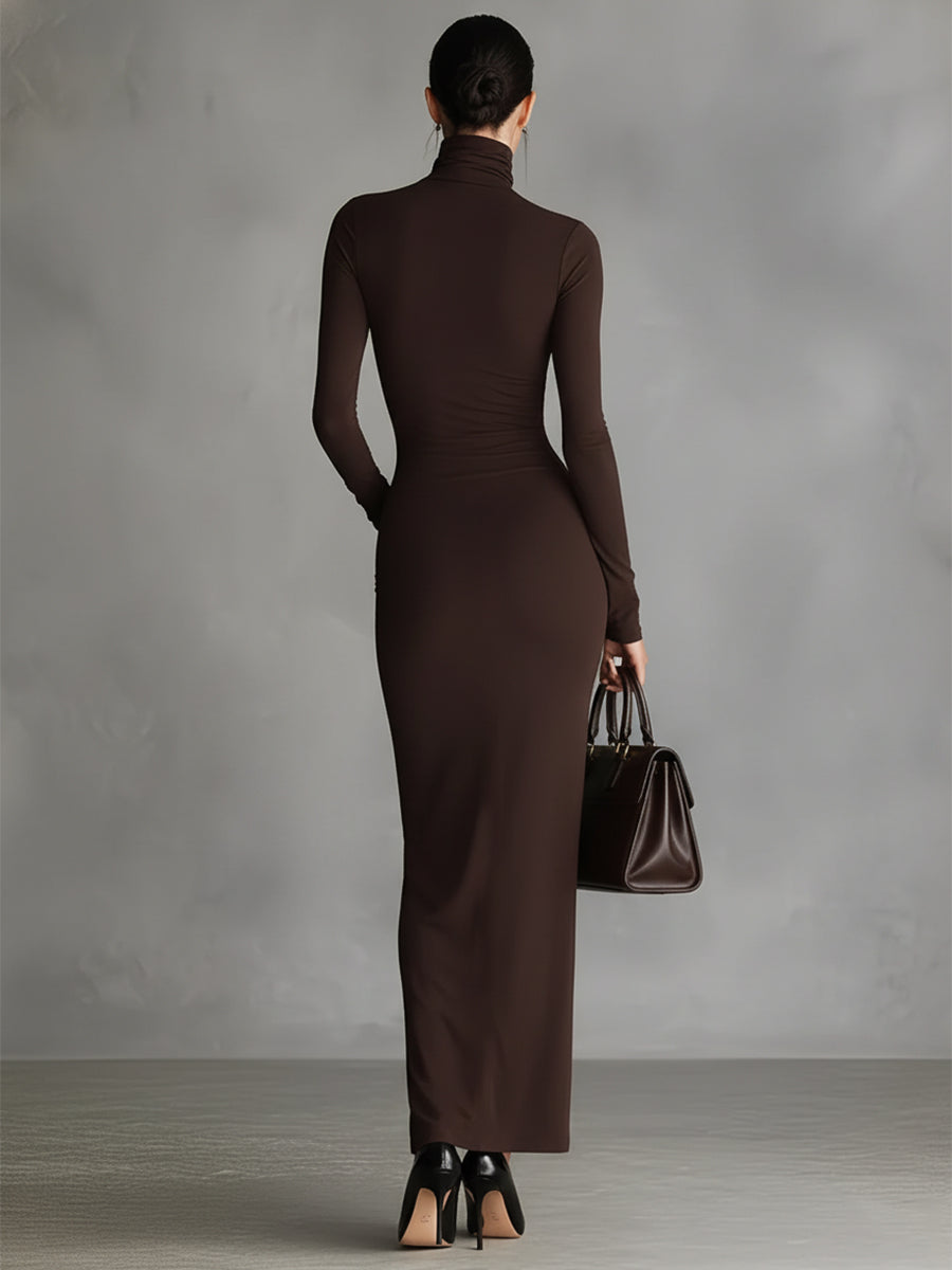 Anna-Berg | Brown Turtleneck Dress