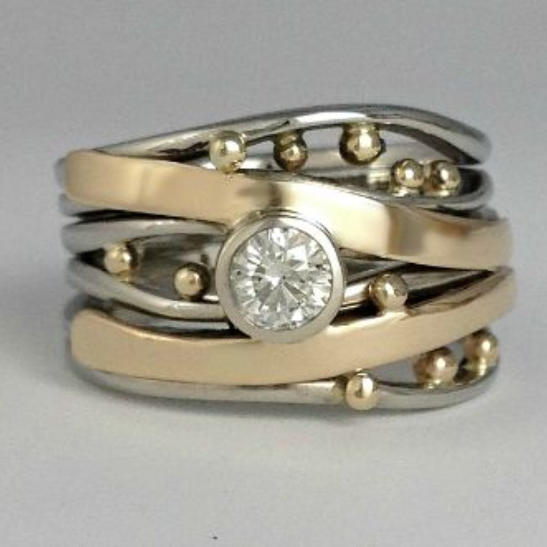 Vintage Guld Inlagd Zirkonia Ring