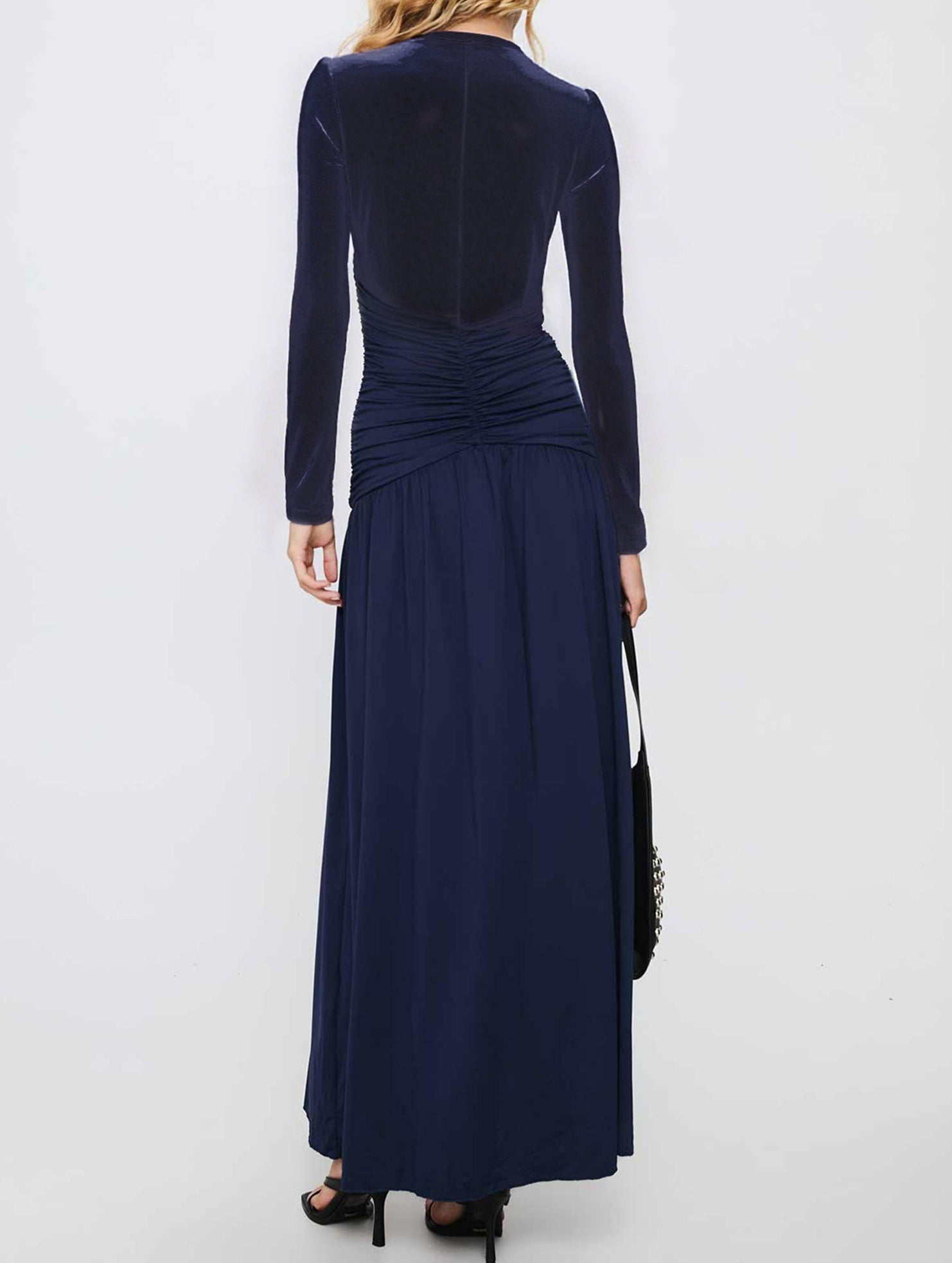 Anna-Berg | Retro Deep V Long Sleeve Dress