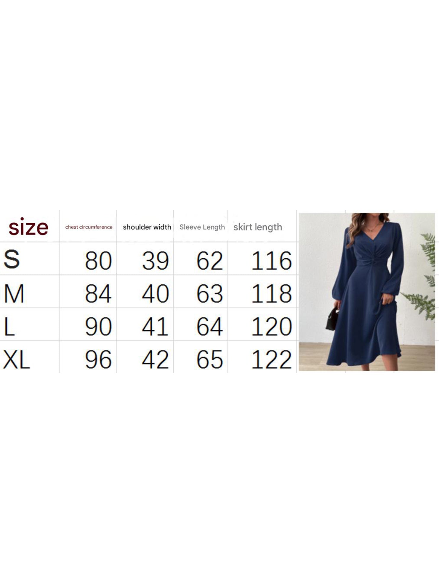 Anna-Berg | Fashionable V-Neck Lantern Long-Sleeved Dress