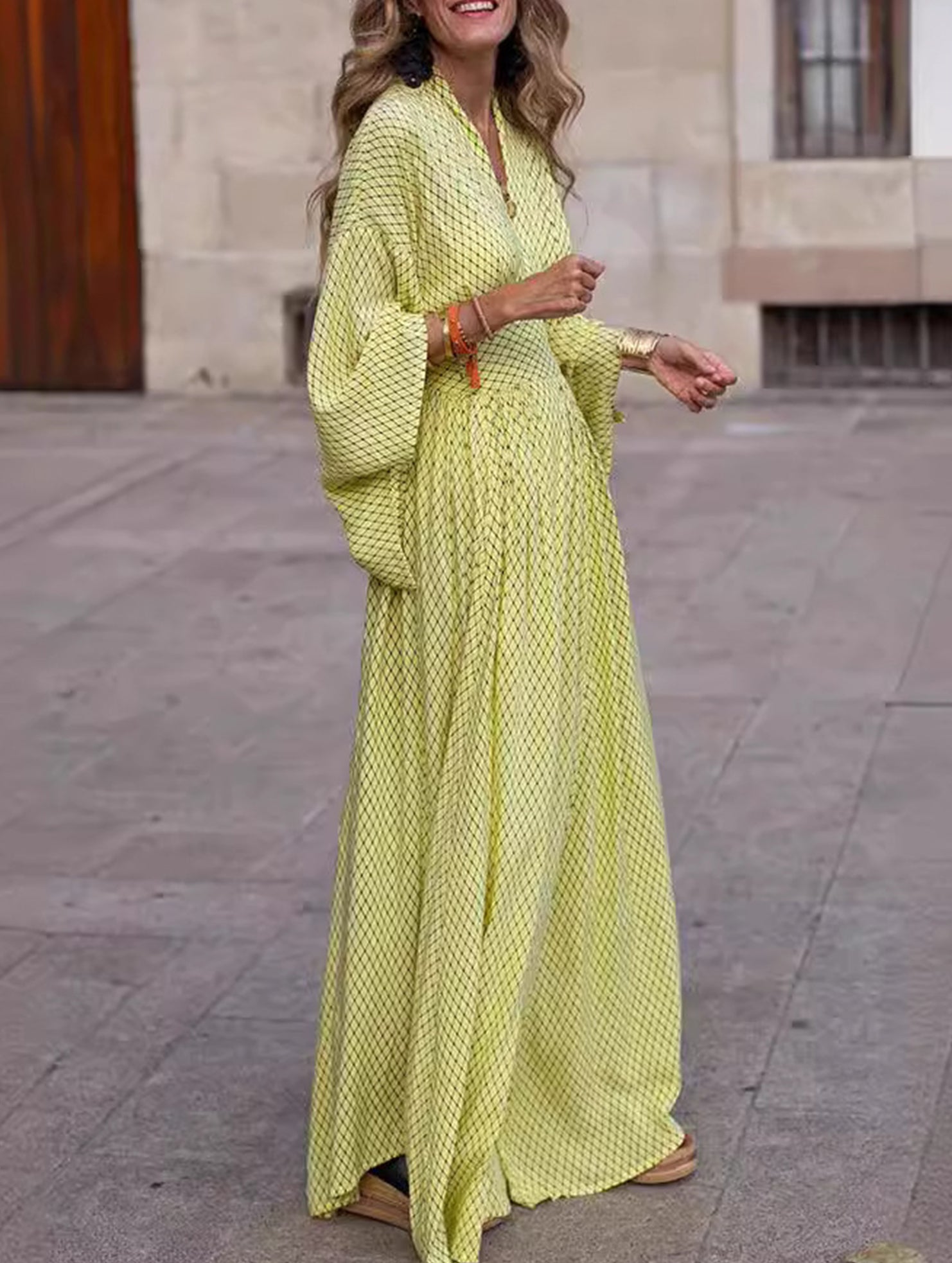 Anna-Berg | Floral Loose V-Neck Waisted Dress