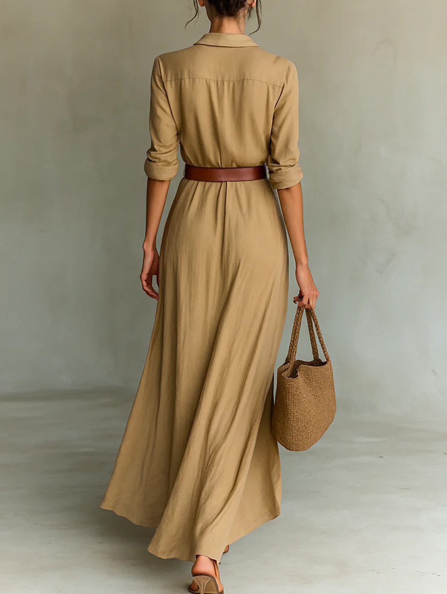 Anna-Berg | Solid Color Irregular Pleated Dress