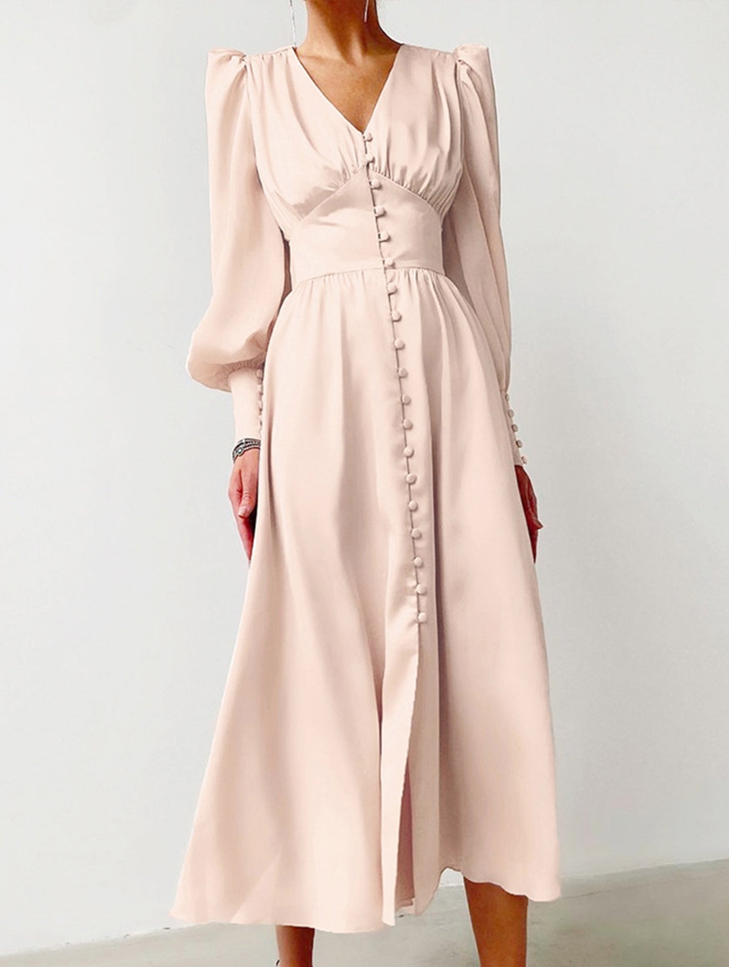 Anna-Berg | Retro V-Neck Waist Dress
