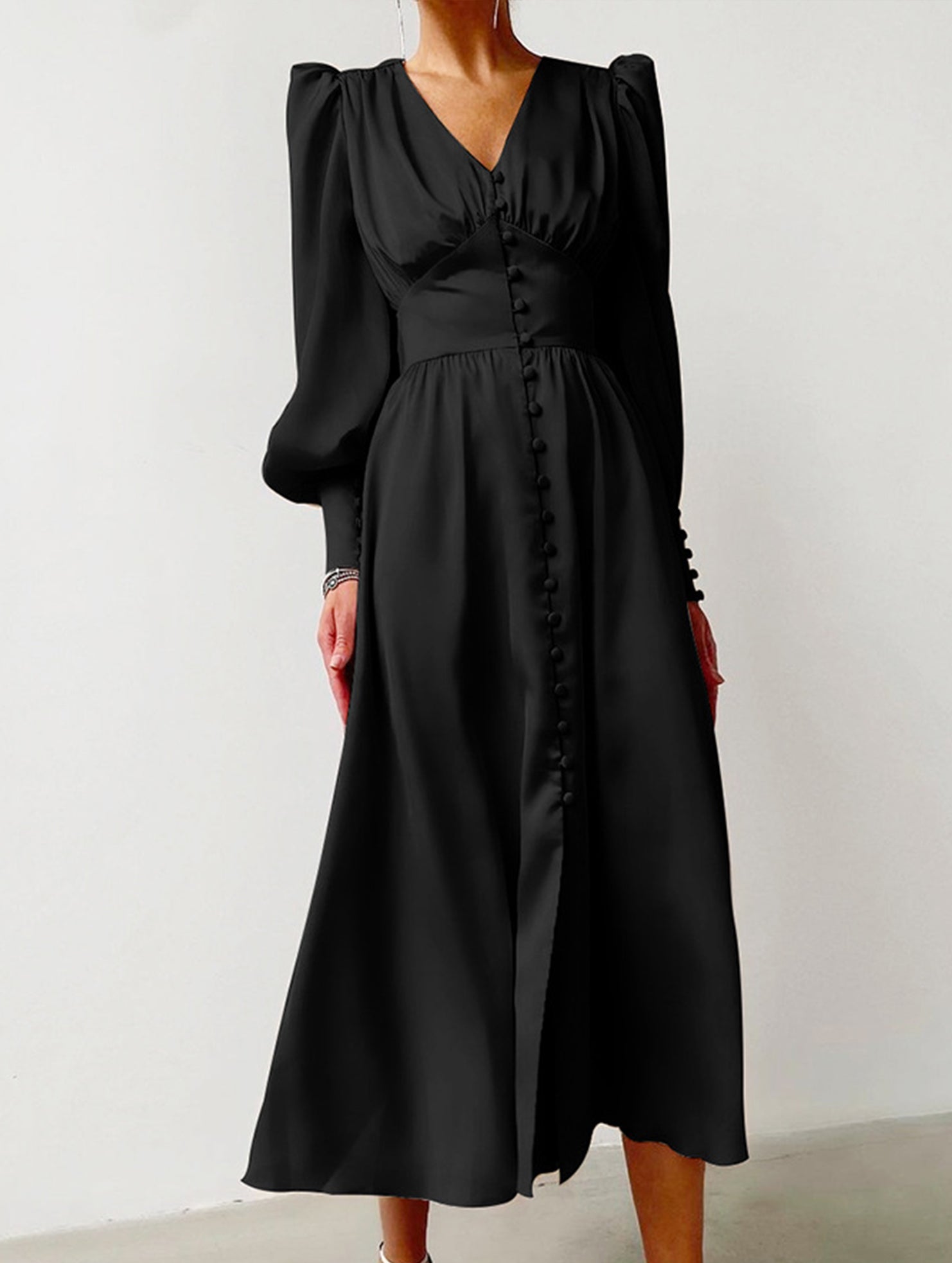 Anna-Berg | Retro V-Neck Waist Dress