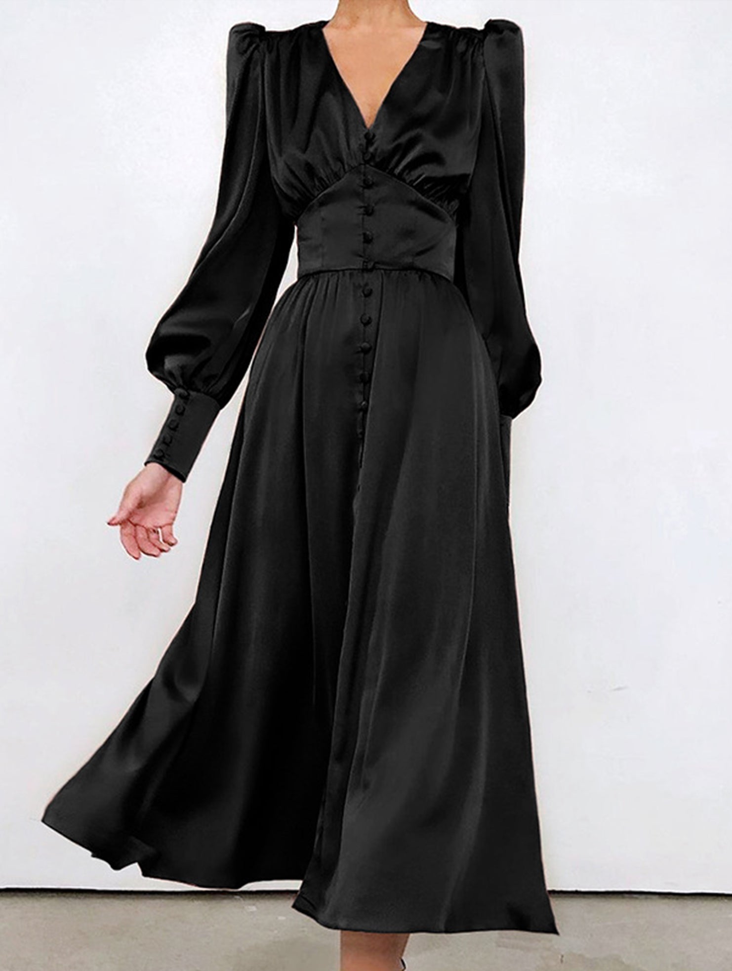 Anna-Berg | Retro V-Neck Waist Dress