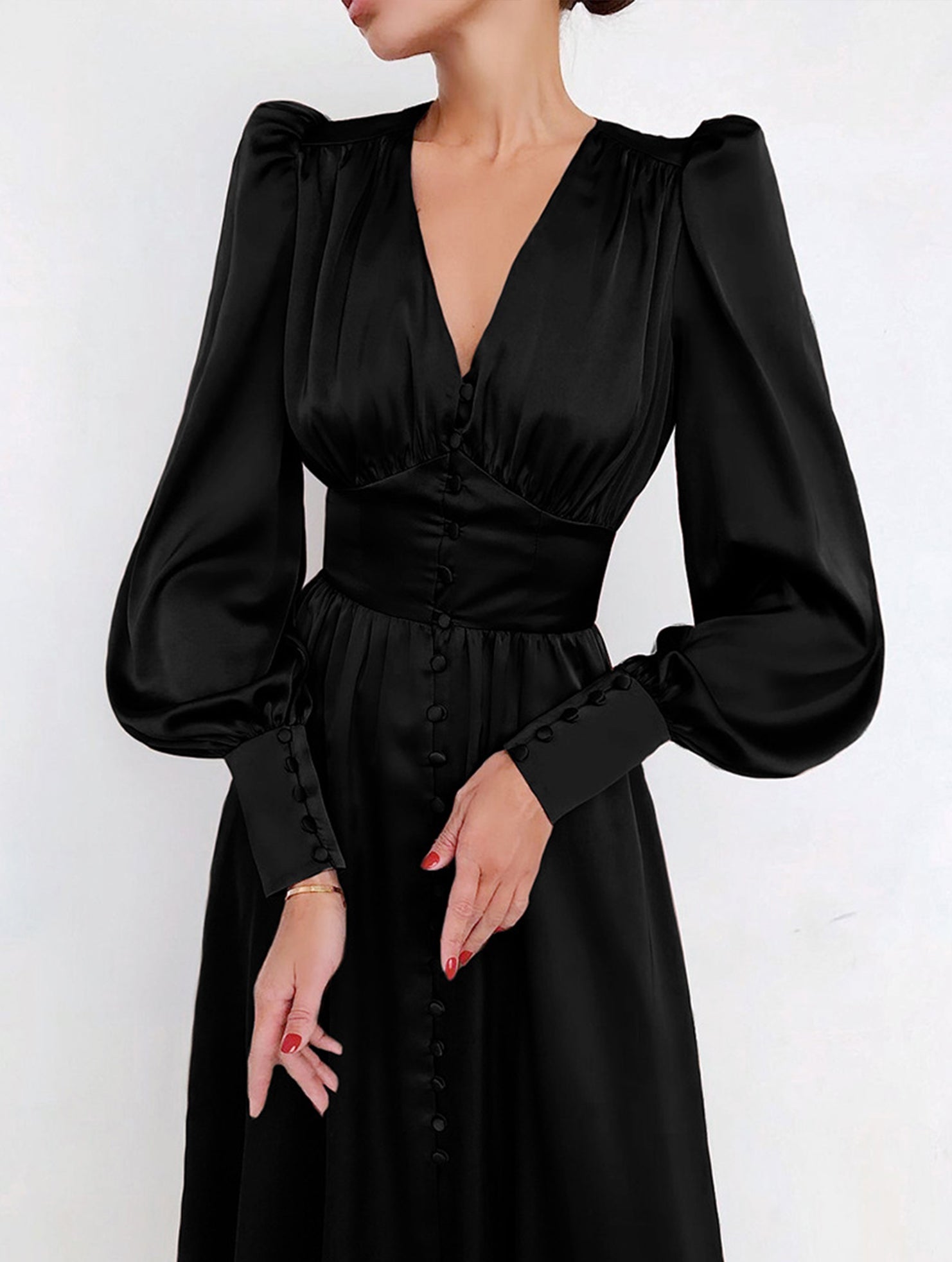 Anna-Berg | Retro V-Neck Waist Dress
