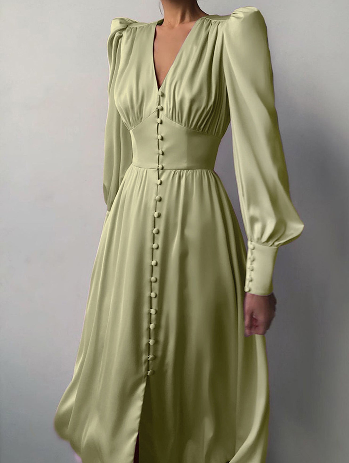 Anna-Berg | Retro V-Neck Waist Dress