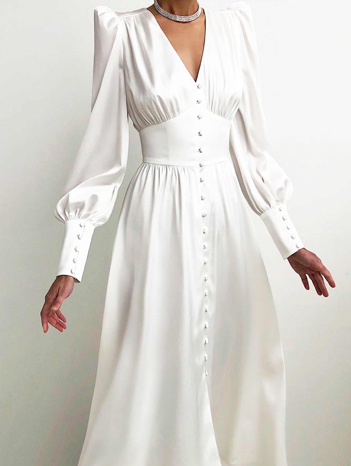 Anna-Berg | Retro V-Neck Waist Dress