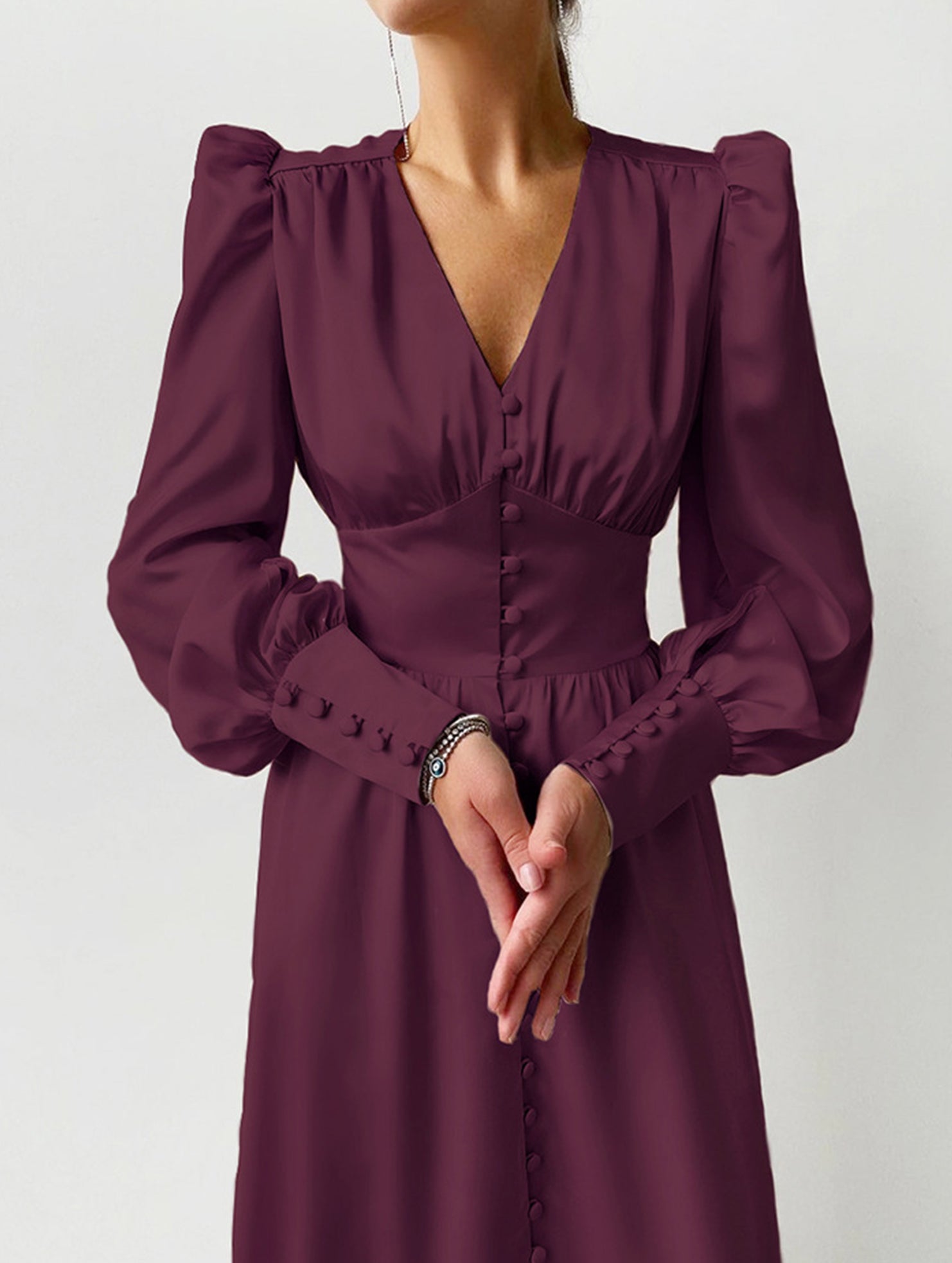 Anna-Berg | Retro V-Neck Waist Dress