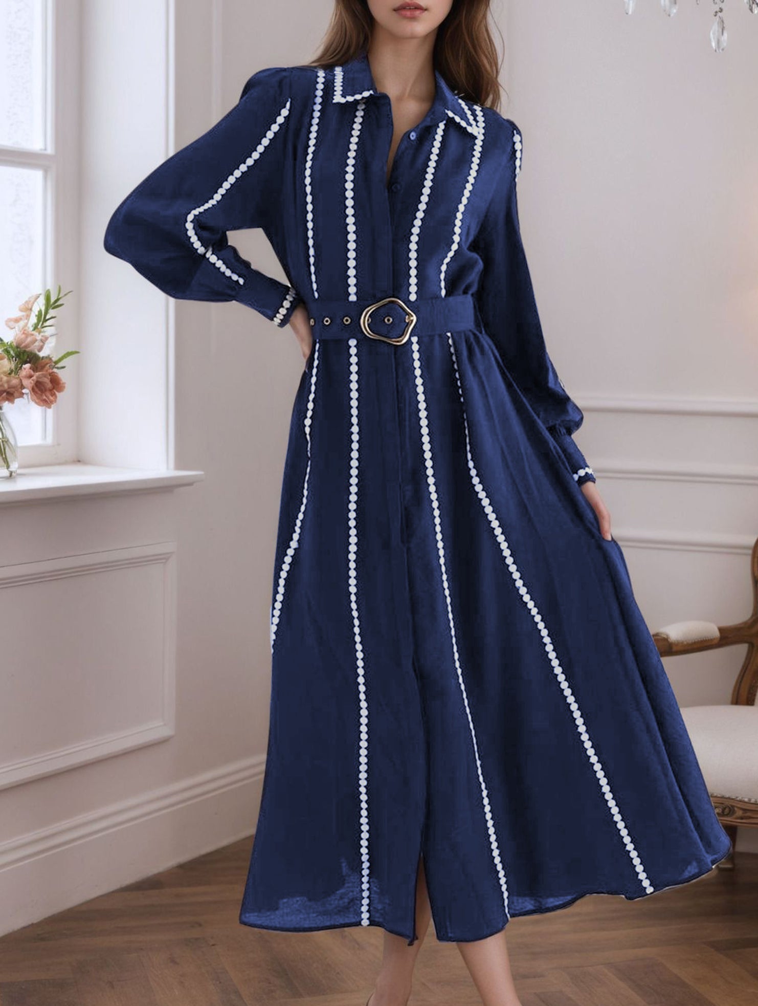 Anna-Berg | Retro Waist Shirt Tie Dress
