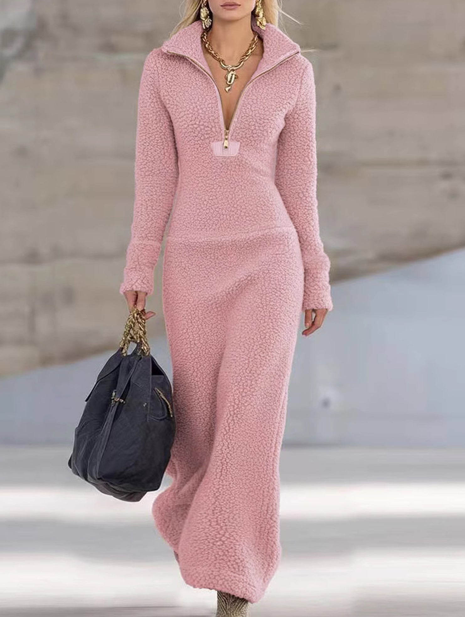 Anna-Berg | Zipper Slim Fit Long Dress