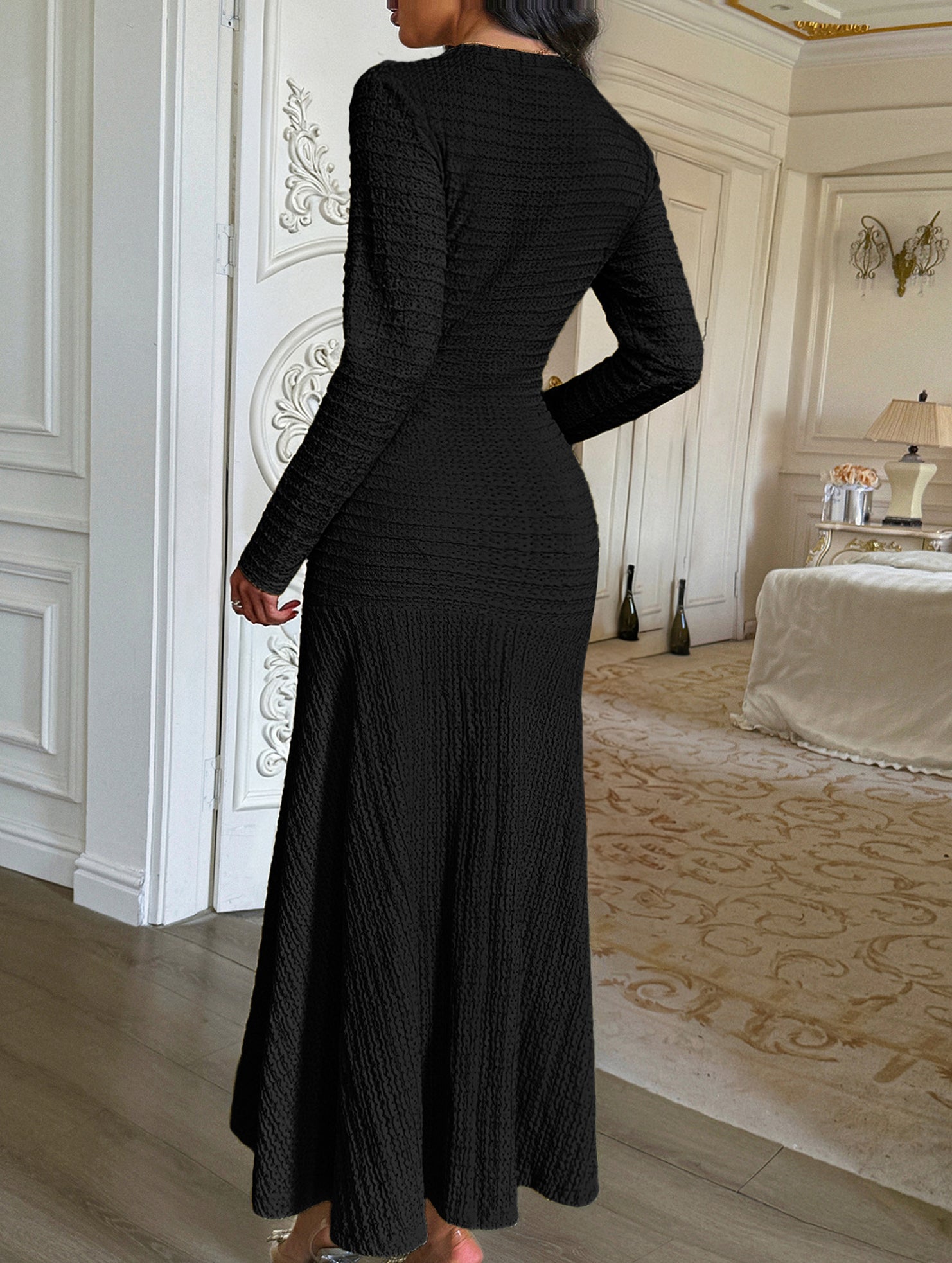 Anna-Berg | Retro Solid Color Bodycon Dress