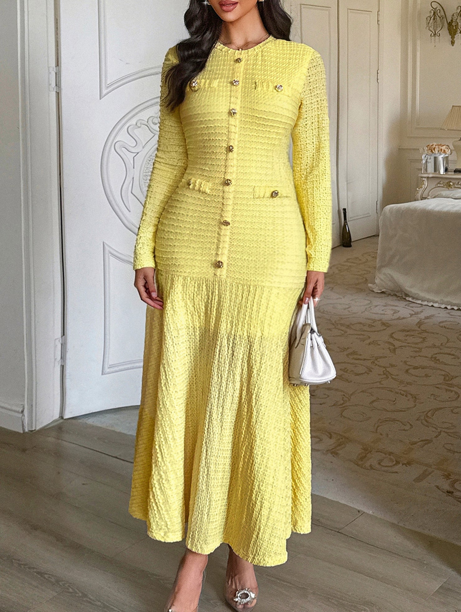 Anna-Berg | Retro Solid Color Bodycon Dress